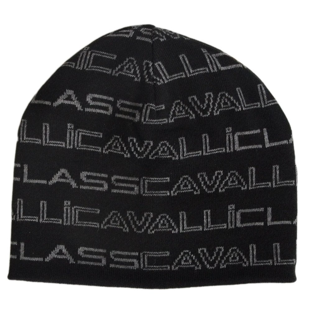 Just Cavalli Cotton Grey/Black Reversible Beanie - Accessories