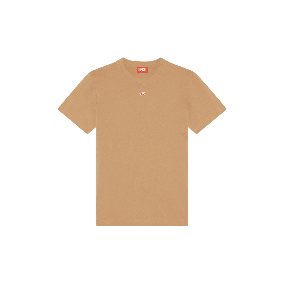 Diesel T-DIEGOR Embroidered Logo Cotton Beige T-Shirt - Clothing